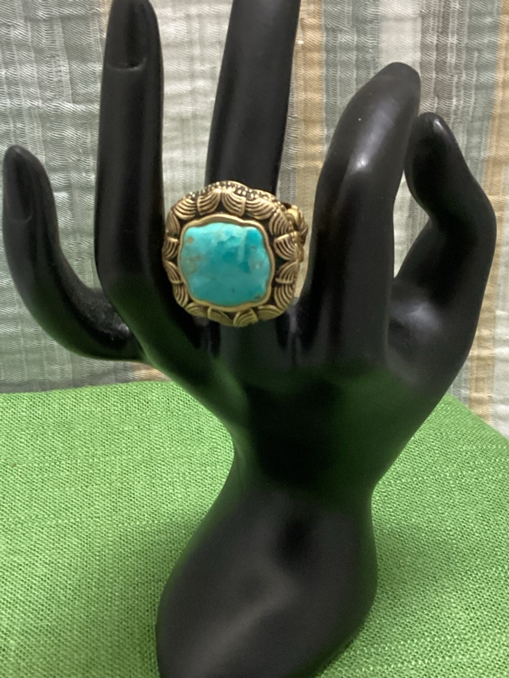 Studio Barse vintage gold tone turquoise ring Boho Southwest Vintage eclectic